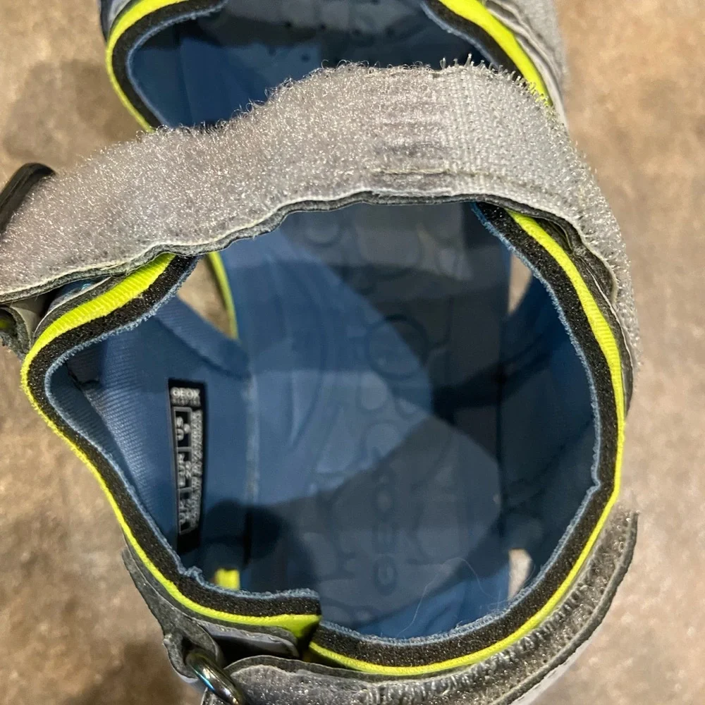 Geox blue, gray and yellow strap sandals